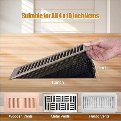 Floor Register Trap 4 x 10 Inch, Upgraded Floor Vent Filter Net Catches Toys Snacks Pet Hair and Pet Food, Air Vent Screen Mesh Keeps Bugs Out (2)