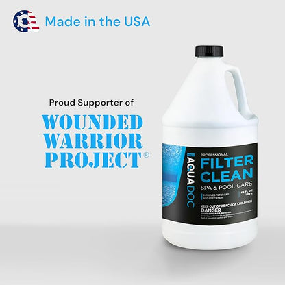 AquaDoc Spa & Hot Tub Filter Cleaner Soak - 64oz - Pool Filter Cleaner & Cartridge Cleaning Solution - Made in USA