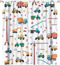 Construction Window Curtains, Kids Cartoon Construction Machines Building Hand Drawn Doodle Rod Pocket Decorative Windows Curtain for Children Teens Room Decor 52x84in (30% Blackout)