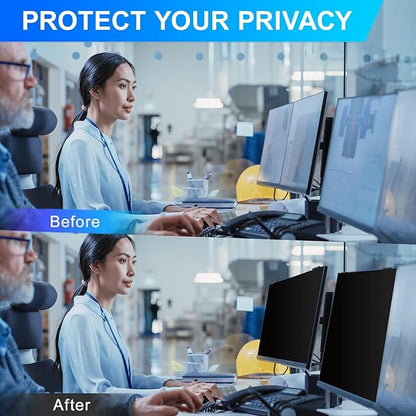 2Pack Magnetic 24 Inch Privacy Screen for Computer Monitor 16:9 Aspect Ratio, Hanging Removable Anti-Blue/Glare Protector Film, Anti Spy Desktop Security Private Filter 24in