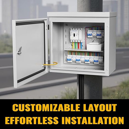 Steel Electrical Box, 24"x24"x8" Steel Enclosure, IP67 Waterproof & Rust-Resistant, Outdoor/Indoor Electrical Junction Box with Mounting Plate for Wall/Pole Mount