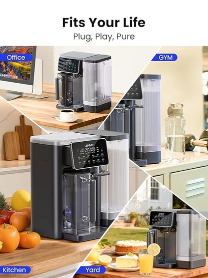 JIMMY R9 Reverse Osmosis System Countertop Water Filter - 7 Stage Purification with Remineralization & UV, Portable Water Purifier Countertop,3s Instant Heat(7 Temps),3:1 Pure to Drain,No Installation