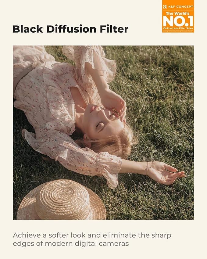 K&F CONCEPT 55mm Black Diffusion 1/4 Filter Mist Cinematic Effect Filter with 28 Multi-Layer Coatings Waterproof/Scratch Resistant for Video/Vlog/Portrait Photography