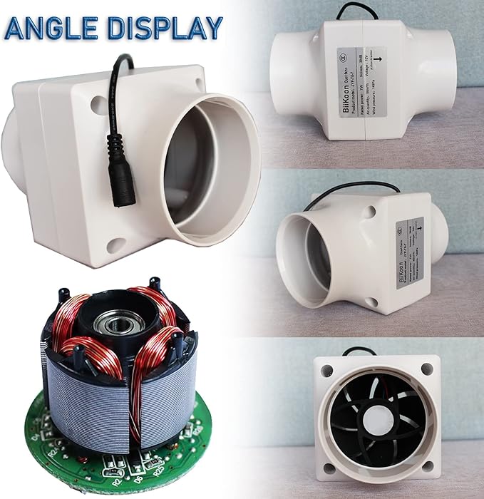 12V 3 Inch Inline Duct Fan Low Noise Variable Vent Blower Fan 32CFM Air Ventilation Exhaust Fan for Carbon Filter Basement Hydroponic Attic