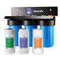 iSpring Anti-Scale Whole House Water Filter System, Reduces up to 99% Chlorine, Odor, and Sediments, 3-Stage Water Descaler and Water Filter, 1" Inlet/Outlet, Model: WGB31B-DS