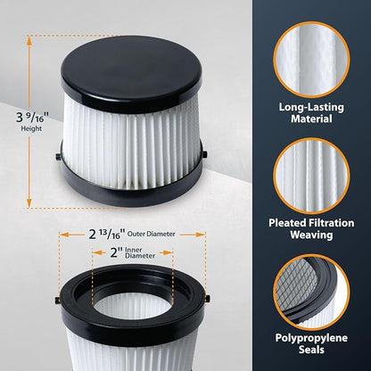 POWERTEC DCV5011H HEPA Filters for DeWalt DCV501HB 20V Cordless Handheld Vacuum 4 Pack, Cartridge Filter for DeWalt Vacuums (75122-P4)