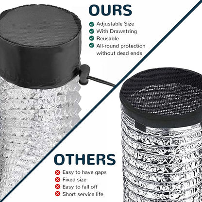 2Pcs 4 Inch Grow Tent Vent Cover Filter, Duct Filter Net with Elastic Band and Fixed Buckled, Black Mesh Screen Shield for Exhaust Fan, Plant Growth, Tent Ventilation