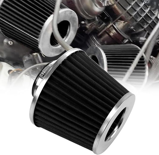 RYANSTAR 63mm 2.5" High Flow Round Tapered Cone Cool Air Filter Cleaner with Top Filter Design Short 153mm tall Black