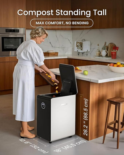GEME Smart 19L Electric Composter for Kitchen, Filter No Need to Change, Real Compost, Not Dehydration Tec, Add Waste Anytime Bio Compost Machine, Electric Compost Bin Indoor Odorless Quiet