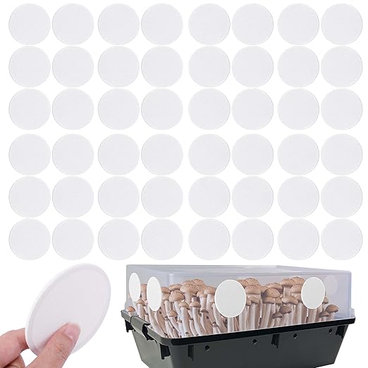 48 Pcs 2.5" Monotub Adhesive Filter Disks-2MM Thick Monotub Filter Discs-Monotub Filters for Mushroom Growing Supplies Filter Pad Replacements