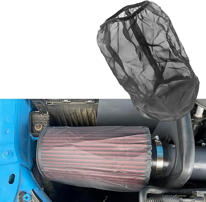 Cold Air Intake Filter Cover, Thickened Dust-proof Water-proof Motorcycle Universal Air Intake Cover Filter Sock Compatible with Harley Davidson Touring, for High Flow Cone Air Filter (L)