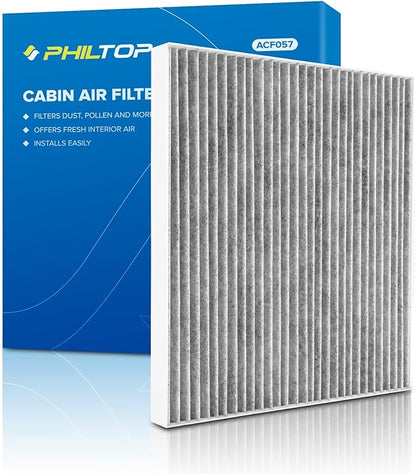 PHILTOP Cabin Air Filter w/Activated Carbon, Compatible with CF10371 Cadillac CTS 2003-2013, STS 2005-2011, SRX 2004-2009, Carbon Filter Up Dust Pollen Odor