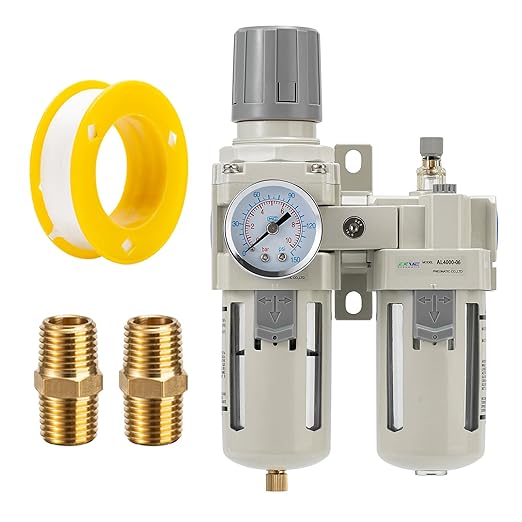 3/4" NPT Air Compressor Filter Regulator Lubricator (FRL) Unit,air Pressure Regulator with Pressure Gauge (0-150 PSI),Quick Release Bowl,Bracket