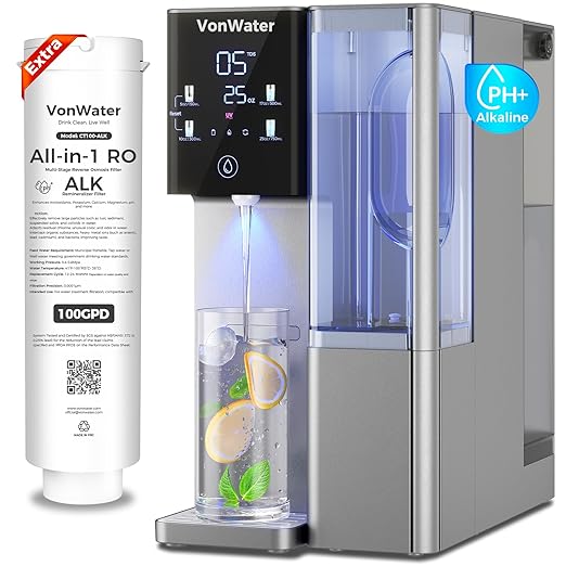CT910G Alkaline Mineral Countertop Reverse Osmosis Water Filter - 2 Filters (1 RO + 1 Remineralization pH+ RO) for 4-Year Lifespan, 8-Stage Filtration, NSF 372,42,58, Reduce TDS PFAS, Bundle