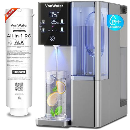 CT910G Alkaline Mineral Countertop Reverse Osmosis Water Filter - 2 Filters (1 RO + 1 Remineralization pH+ RO) for 4-Year Lifespan, 8-Stage Filtration, NSF 372,42,58, Reduce TDS PFAS, Bundle