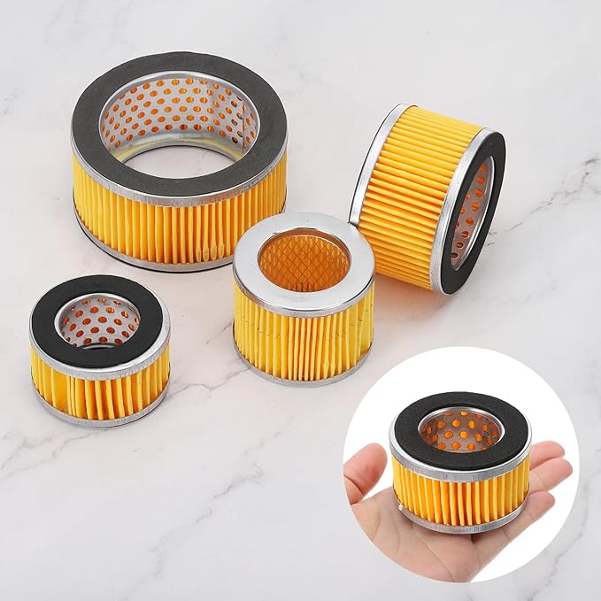 PATIKIL 2.6 x 1.6 Inch Air Compressor Intake Paper Filter 4 Pack Piston Type Air Filter Elements Replacement for Blowers Generators Filter Particles to Reduce Noise, Yellow