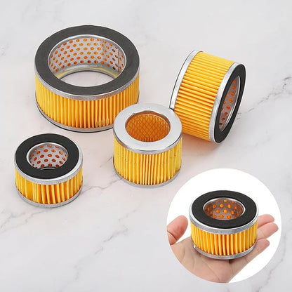 PATIKIL 2.6 x 1.6 Inch Air Compressor Intake Paper Filter 4 Pack Piston Type Air Filter Elements Replacement for Blowers Generators Filter Particles to Reduce Noise, Yellow