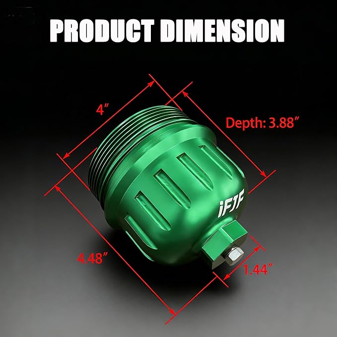 iFJF 134001 Fuel Filter Housing Cap Replacement for 2017-2020 GM Duramax 6.6L L5P Chevy Silverado/GMC Sierra 2500HD 3500HD (Green)