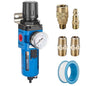 NANPU 1/2" NPT Compressed Air Filter Regulator Combo Piggyback, 5 Micron Brass Element, Poly Bowl, Manual Drain, Metal Bracket, 0-150 psi Gauge - AW4000-04M