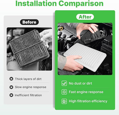 Engine+Cabin Air Filters Fit for 2009-2019 Corolla, 2009-2014 Matrix, 2007-2018 Yaris, 2008-2014 Scion xD, 2009-2010 Vibe Engine Air Filter Replacement Accessories CF10285 CA10190