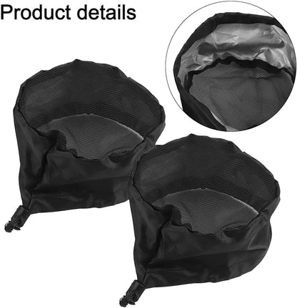 2 Pack Grow Tent Vent Duct Filter Covers with Elastic Band and Fixed Buckles, Silver-Coated Oxford and Mesh Cloth for Plant Greenhouses, Fits 4in 6in 8in Openings, Black(6in)
