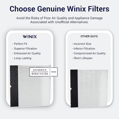 Genuine Winix 116130 Replacement Filter H for 5500-2 Air Purifier , 16.25"L x 12.5"W x 1.5"Th, White