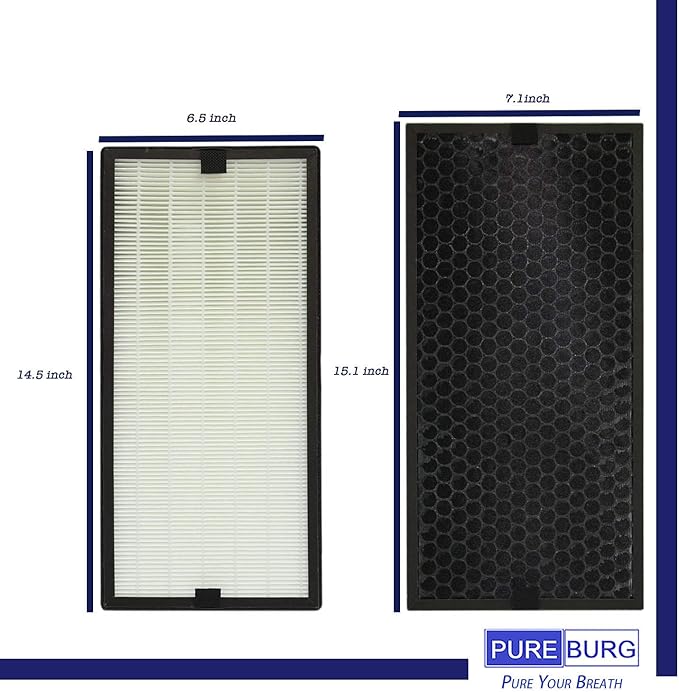 PUREBURG Replacement True HEPA Filter Kit Compatible with Rowenta INTENSE PURE Air Purifiers PU40XX Series PU4010 PU4015 PU4020 PU4025 Part # XD6074U0 XD6075 XD6070 XD6060 XD6065