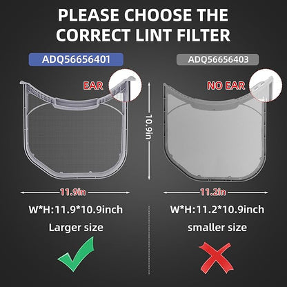 DLEX3370V DLEX3370W DLEX3470W DLEX3570W DLEX3700W DLEX4200B DLEX3470W DLGX3361W for LG dryer lint filter replacement and Kenmore dryer lint screen replacement