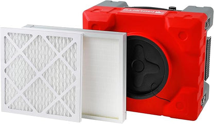 MOUNTO 550cfm Hepa Air Scrubber Industrial Air Cleaner- 550cfm Portable Air Purifier w/Variable Speed, Dual Outlet for Fire/Water Damage Restoration, Construction & Painting, Janitorial (Red)