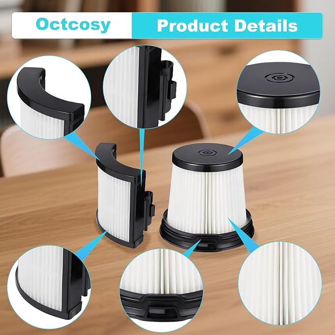 6 Pack IW3511 IW1111 HEPA Filters Replacement for Shark IW3511 DetectPro Lightweight Cordless Stick Vacuum Cleaner. For Shark Detect Pro Auto-Empty System PowerFins Brushroll Portable Handheld 2-In-1