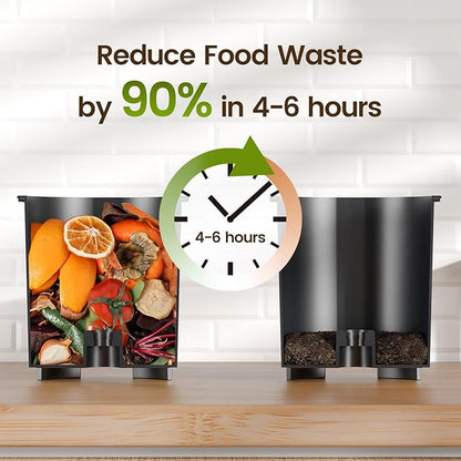 TOPZEE Kitchen Composter-3L Electric Composter for Kitchen Countertop, Compost Bin Outdoor/Indoor Odorless, Compost Machine,4H Fast Compsting, Light Brown
