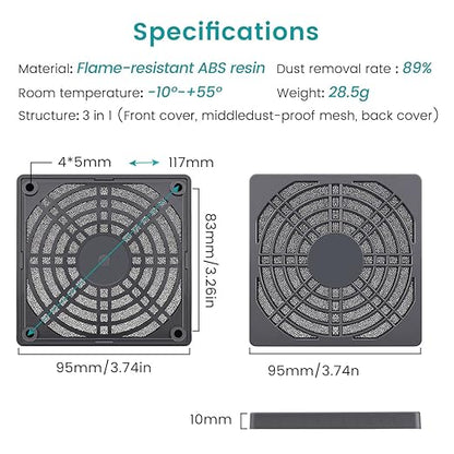 Wathai 4 Pack 90mm Fan Filters for PC Case Fan Dust Filter Cover Computer Mess