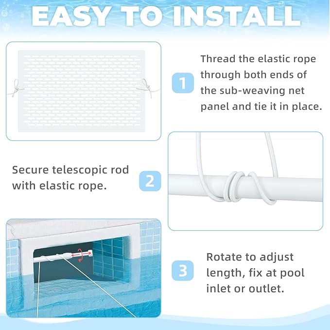 Pool Skimmer Guard Kit Pool Skimmer Screen Net Skimmer Catcher Leaf Shield Net for Inground or Above Ground Pools Debris Easy Assembly Prevent Blockage Anti-Rust & Anti-Corrosion