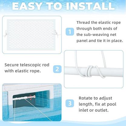 Pool Skimmer Guard Kit Pool Skimmer Screen Net Skimmer Catcher Leaf Shield Net for Inground or Above Ground Pools Debris Easy Assembly Prevent Blockage Anti-Rust & Anti-Corrosion