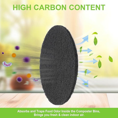 ddLUCK 6 Pack Kitchen Compost Bin Filter, Round Food Waste Bins Activated Carbon Filters,Replaceable Extra Thick Charcoal Filters for Odour Remove All Caddy Bucket,1cm Thickness