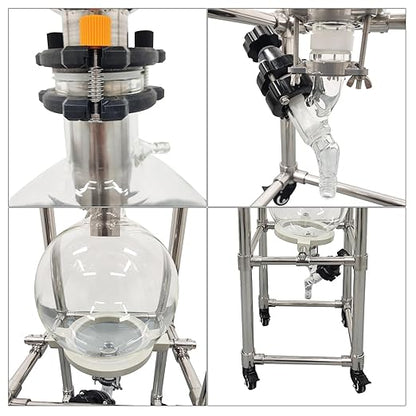 Glass Vacuum Filter Lab Vacuum Filtration Extraction Apparatus with 10L Brinell Funnel/10L Glass Flask Negative Pressure Stainless Steel Vacuum Filter Kit for Liquid Extraction