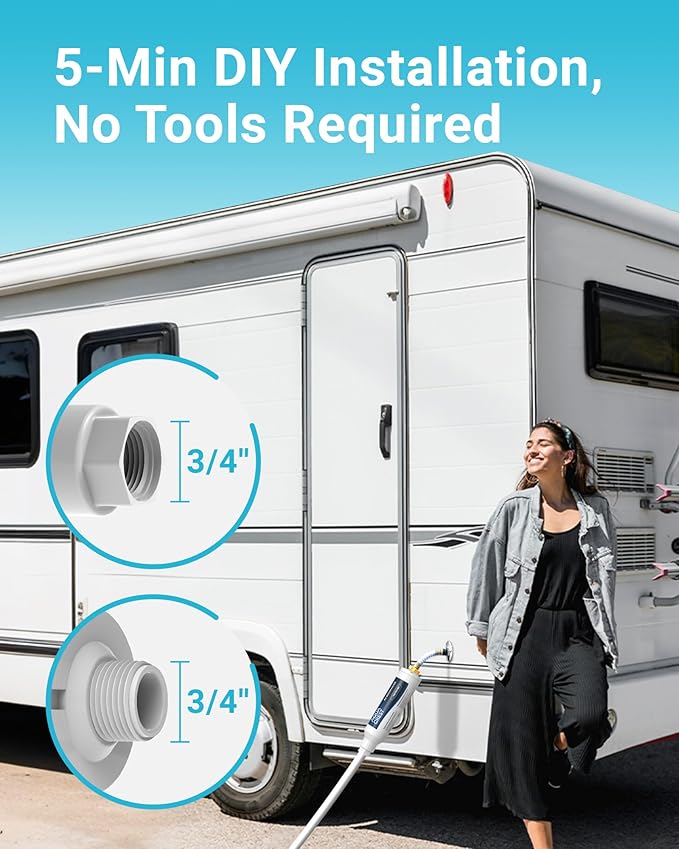 AQUA CREST RV Water Filter, RV Inline Water Filter with NSF Certified, Reduces Chlorine, Bad Taste and Odor, Ideal for Garden and Camper (Filter 2 Pack)
