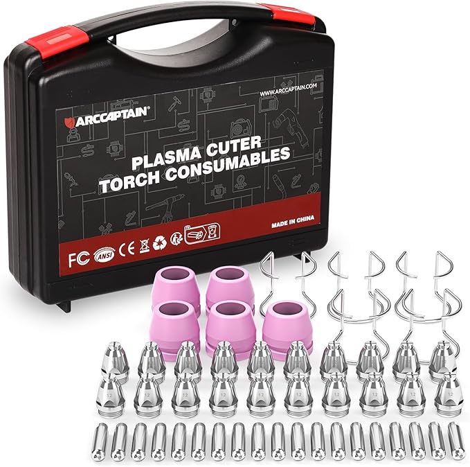ARCCAPTAIN AG-60 Plasma Cutter Torch Consumables, 50Pcs .045'' SG-55 AG-60 WSD-60 Plasma Cutter Torch Accessories for CUT55 PRO, CUT55 PROLUX, CUT 55PILOTARC,CUT 55PIL0T, CUT 60HF, CUT 60HF PRO