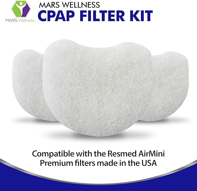 Mars Wellness CPAP Filter Kit 20 Pack - Compatible with Resmed AirMini CPAP Machine - Made in The USA - Ultra Fine Hypoallergenic Disposable Filter