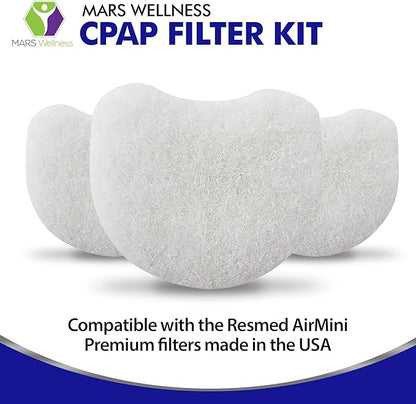 Mars Wellness CPAP Filter Kit 20 Pack - Compatible with Resmed AirMini CPAP Machine - Made in The USA - Ultra Fine Hypoallergenic Disposable Filter