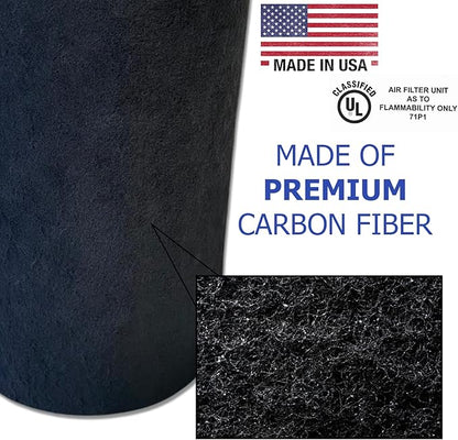 Activated Carbon Filter Media Roll - 25" x 100' x 1/4" Thick, Odor Control, Cut to Size, Filter Range Hood, AC Filter Material, Durable Carbon Filters, Made in USA