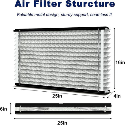 2-Pack 413 Filter Replacement Compatible with AprilAire Whole House Air Purifiers,Models 1410,1610,2410,2416,3410,4400,MERV 13 16x25x4 Pleated HVAC AC Furnace Filter