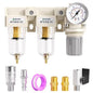 TAILONZ PNEUMATIC 1/4 Inch NPT 3 in 1 Air Filter Pressure Regulator Combo Piggyback, Air Tool Compressor Filter with Gauge AF2000+AF2000+AR2000