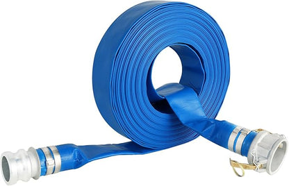2" x 50 ft Backwash Hose for Swimming Pools, Heavy Duty PVC Water Lay Flat Discharge Hose,Durable Pool Drain Hose with Aluminum Camlock C and E Fittings for Pump And Filters