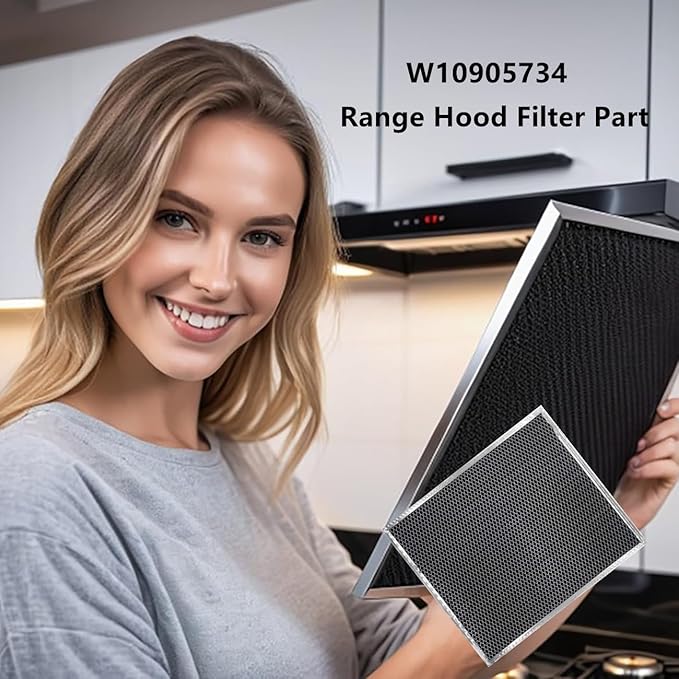 W10905734 Range Hood Filter Part Replacement for whirlpool range hood charcoal filter AP6050126, 4533728, PS12070219,charcoal filter w10905734 (2 pack,double-sided)