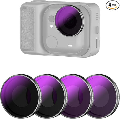 AMAZEAR ND/PL Filters Set for Insta360 GO Ultra Accessories (4 Pack), Insta 360 Go-Ultra Neutral Density & Polarization Lens Filter 2-in-1 Optical Glass, Screw-in Replace Original Lens