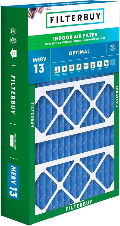 Filterbuy 17x26x4 Air Filter MERV 13 Optimal Smoke & Allergy Defense (1-Pack), Electrostatic Pleated HVAC AC Furnace Filters Replacement for Lennox (Actual Size: 16.56 x 25.94 x 4.13)