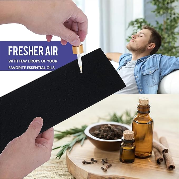 Air Vent Filter 4 x 10 Inch 14-Pack Activated Charcoal, Air Vent Floor Heater Carbon Pre-Filter Sheet 4x10 Inch Work for Home Air Purifier, Register, Ceiling 4" x 10" (Black) Hoctsom