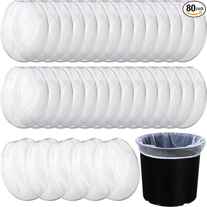 Boao 80 Pieces Paint Strainer Bags White Fine Mesh Filters Bag Bucket Elastic Opening Strainer Bags Hydroponic Paint Filter Bag for Paint Gardening (5 Gallon)