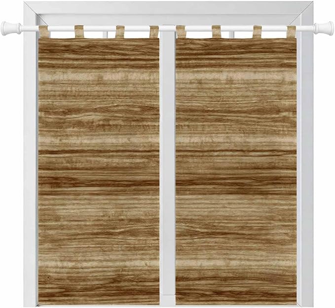 Vintage Western Bedroom Curtains 72 Inch Length, Window Curtains Tab Top, Rustic Farmhouse Wooden Grain Barn Door Light Filtering Window Treatments Drapes 52"x72" 2 Panel